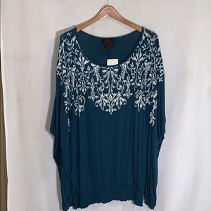 Teal Kimono Sleeve Blouse
